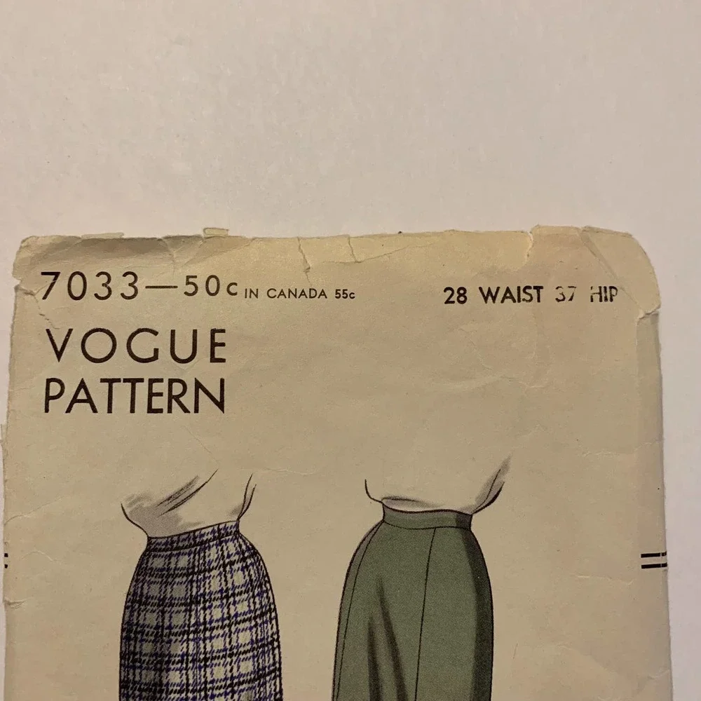 Vogue #7033 Vintage 1950's Skirt‎ Pattern